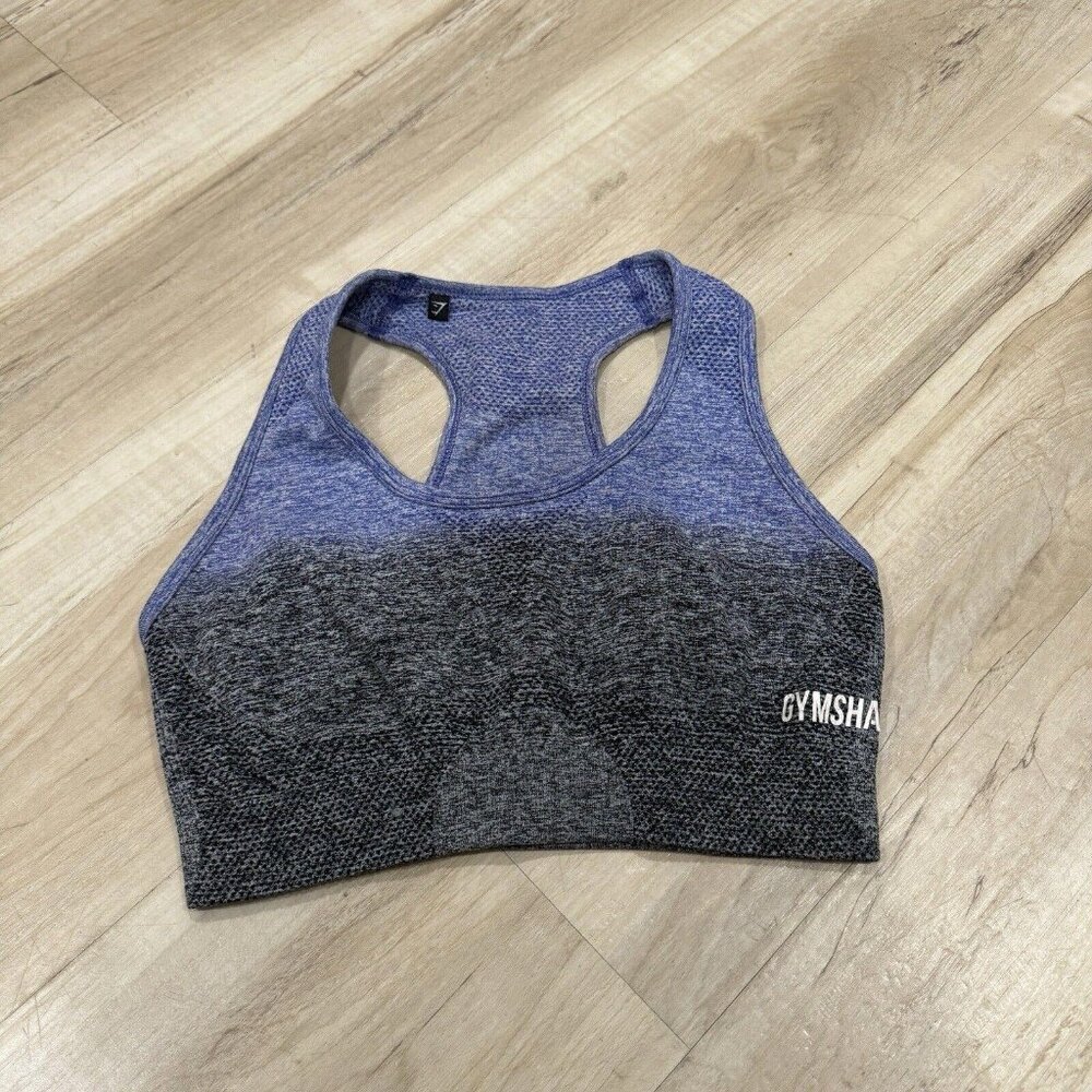 Gymshark Racerback Sports Bra size small? gray and blue Ombré